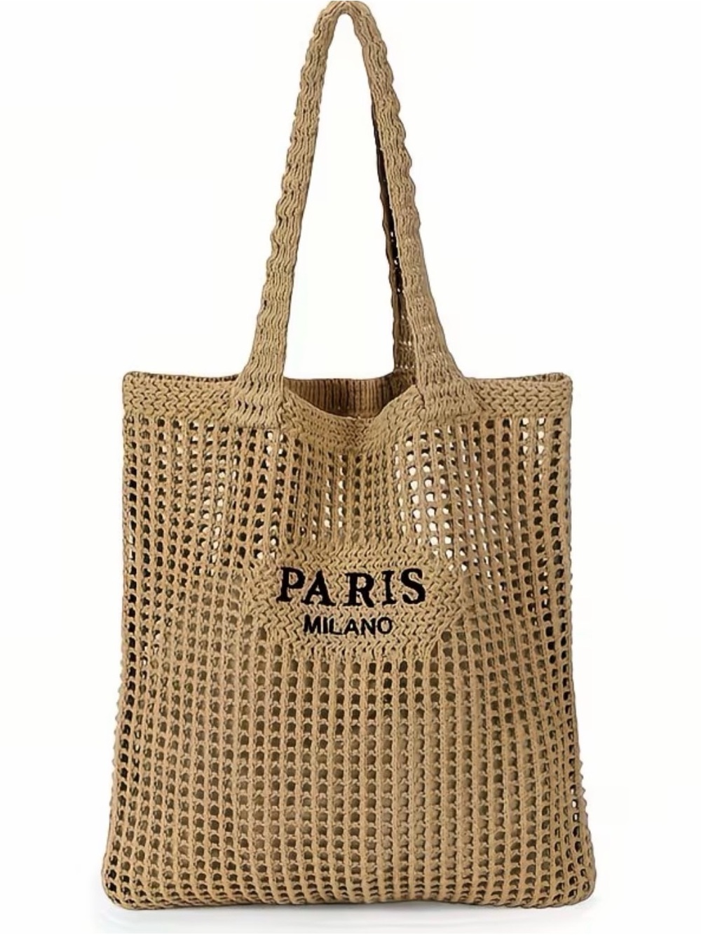 Paris Milano Crochet Tote Bag in Tan